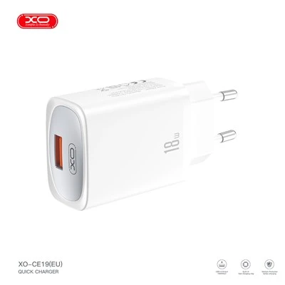 XO CE19 QC18W 1USB-A ফাস্ট চার্জিং অ্যাডাপ্টার
